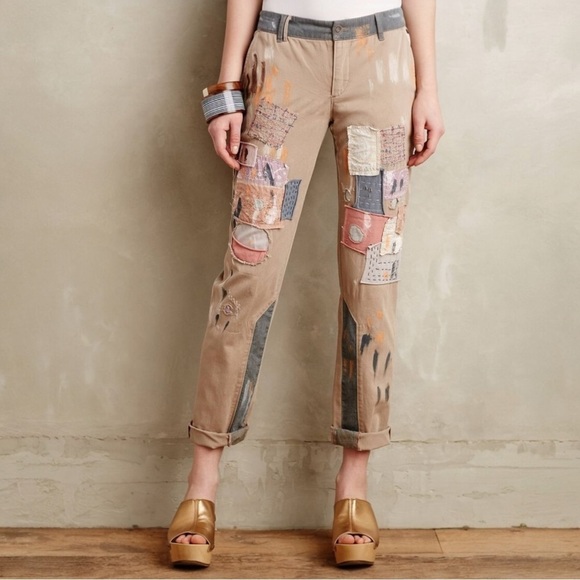 Anthropologie Pants - Anthropologie Pilcro Hyphen Patchwork Painted Chinos Size 25 Cotton Blend